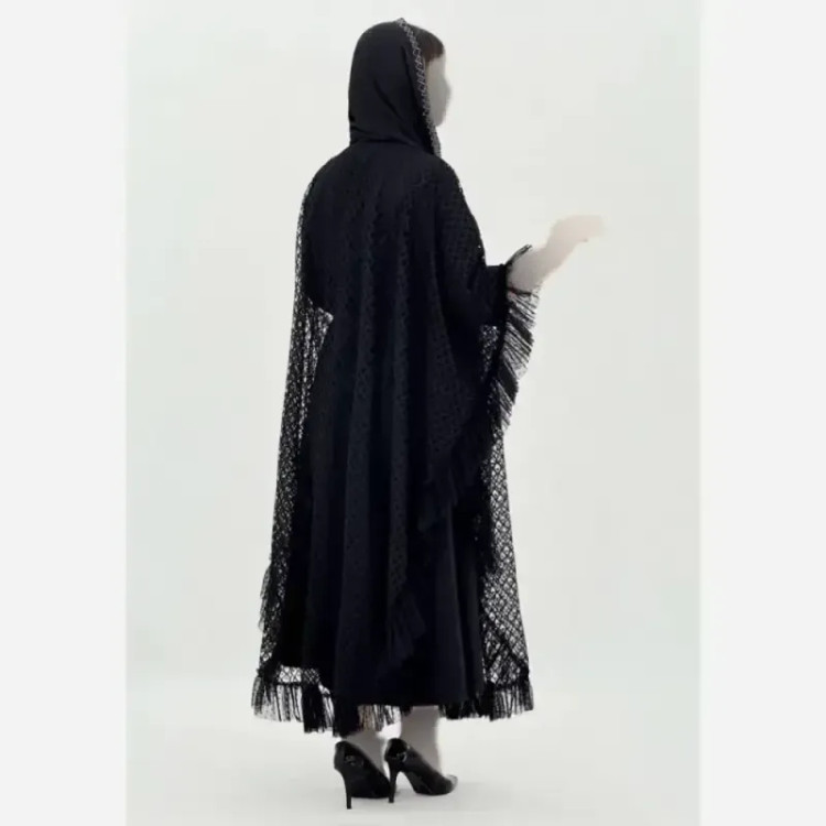ست سارافن و رویه مجلسی زنانه جنس بوگاتی و دانتل رنگ مشکی سایز فری 38 تا 46