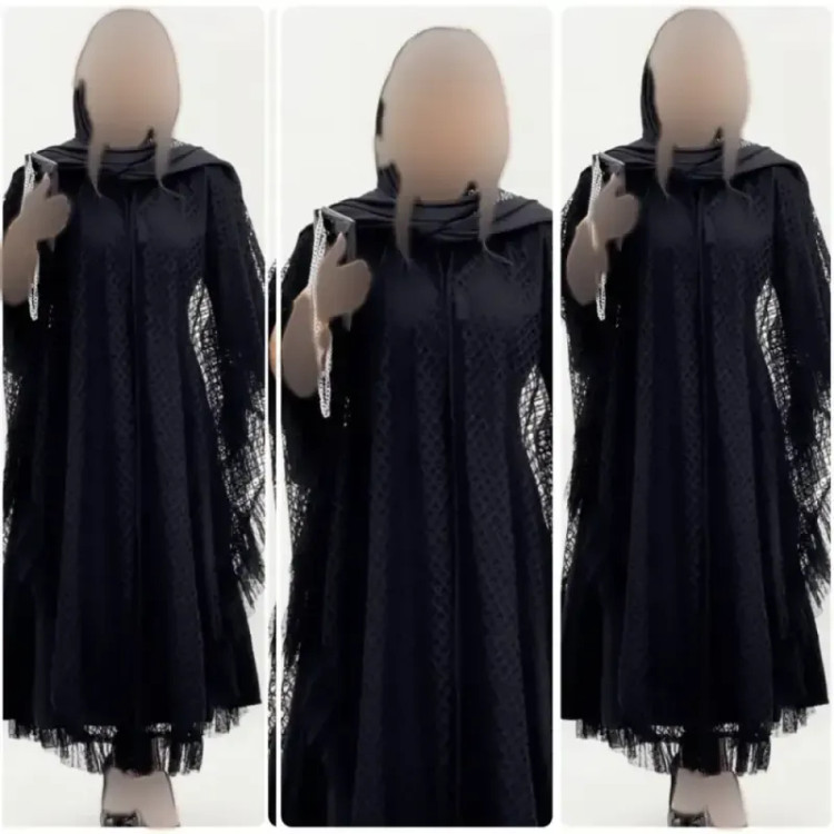 ست سارافن و رویه مجلسی زنانه جنس بوگاتی و دانتل رنگ مشکی سایز فری 38 تا 46