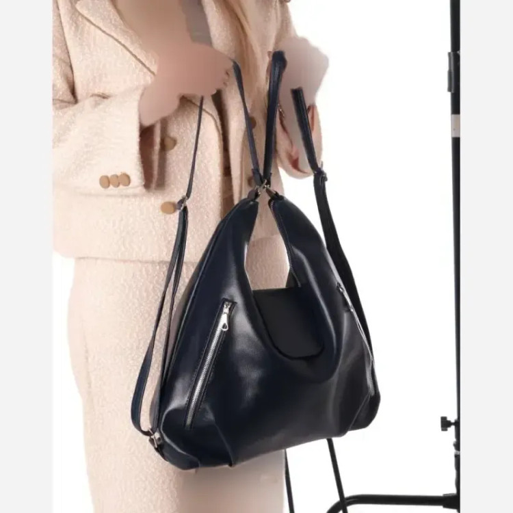 کیف دو کاره دوشی و کوله پشتی مشکی سورمه ای شکلاتی سایز 38 در 30 متریال وارداتی