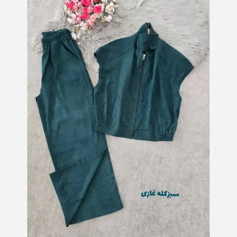 ست وست و شلوار مخمل کبریتی زنانه مدل برکه فری سایز