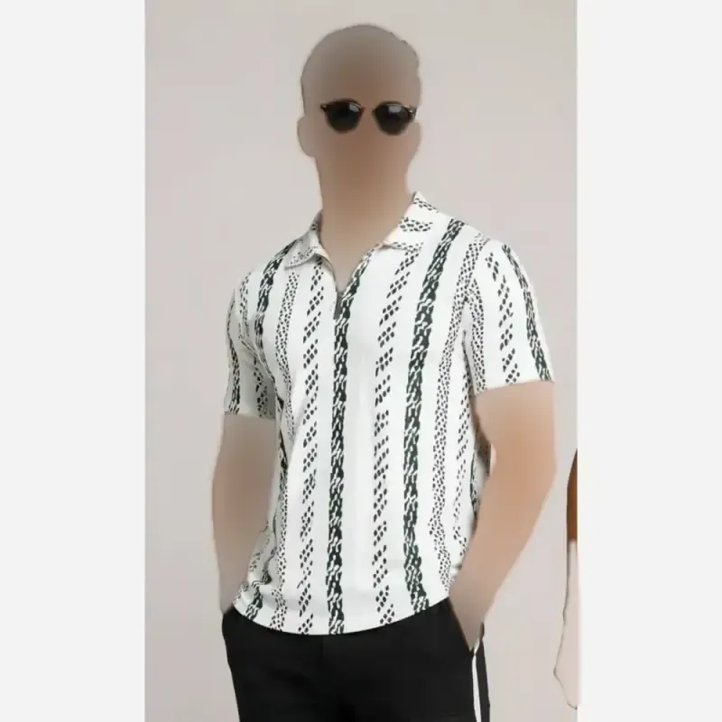 تیشرت مردانه کبریتی طرح دار مدل الکاپون رنگ یشمی و نسکافه ای سایز بزرگ 2xl و 3xl