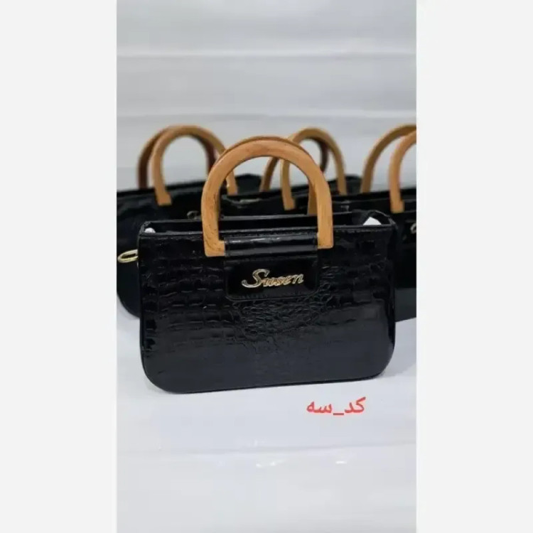 کیف دستی و دوشی زنانه دسته چوبی مدل گیشا چرم ورنی