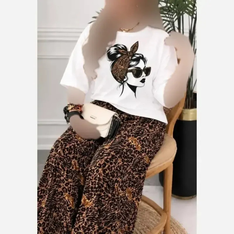 بلوز و شلوار زنانه مرسده تیشرت پنبه شلوار الیزه فری سایز