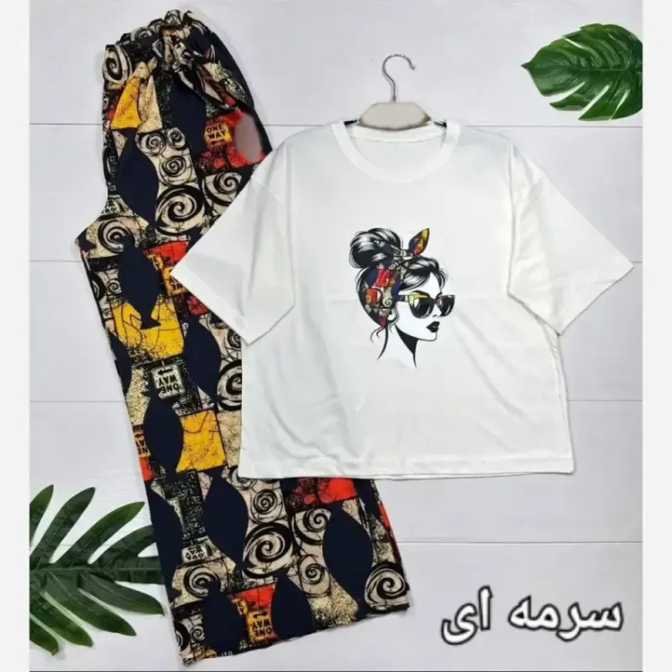 بلوز و شلوار زنانه مرسده تیشرت پنبه شلوار الیزه فری سایز