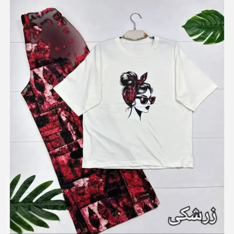 بلوز و شلوار زنانه مرسده تیشرت پنبه شلوار الیزه فری سایز