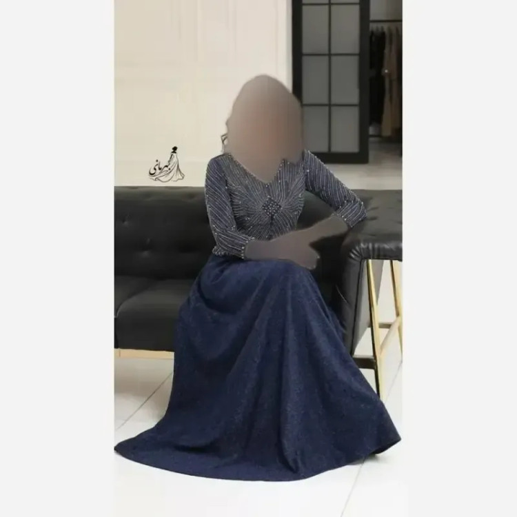 پیراهن مجلسی زنانه لمه نگیندار و مرواریددوزی شده مدل روناک سایز بزرگ