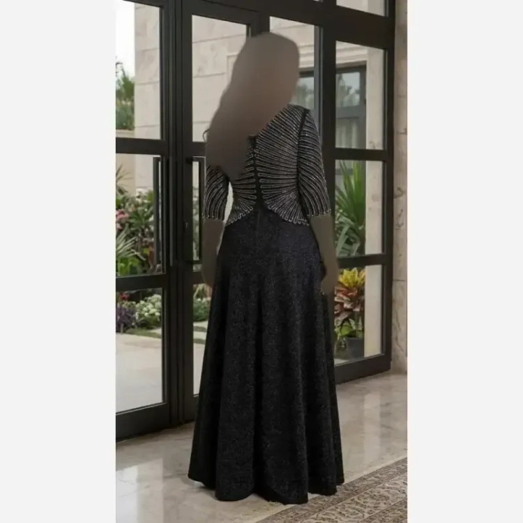 پیراهن مجلسی زنانه لمه نگیندار و مرواریددوزی شده مدل روناک سایز بزرگ