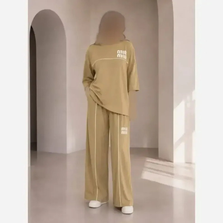 ست زنانه راحیل اسپان دورس پاییزه مغزی دوزی چاپ mio سایز فری 38 تا 48