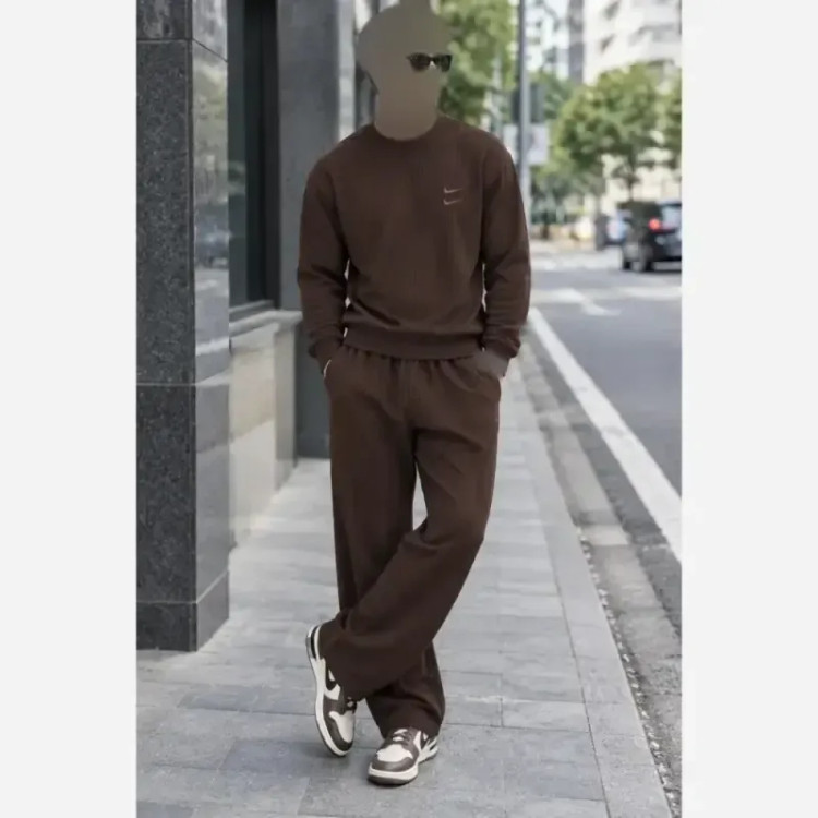 ست لباس زنانه کبریتی ضخیم با شلوار اسلش سایز بزرگ