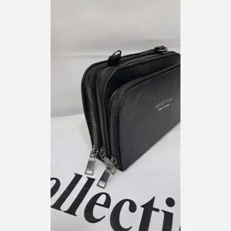 کیف اسپورت چرم haylii رنگ مشکی سایز 18 در 12 سانتیمتر