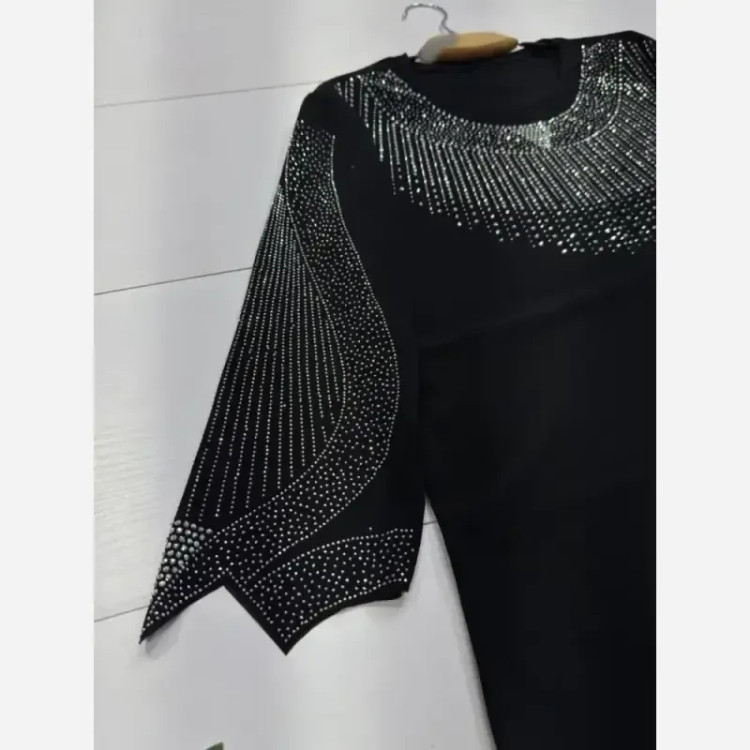 شومیز مجلسی سوگان پنبه لاکرا نگین کاری شده