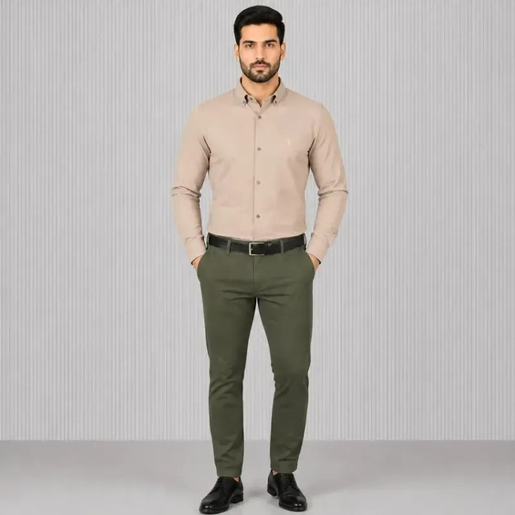پیراهن مردانه تنسل آستین بلند ساده