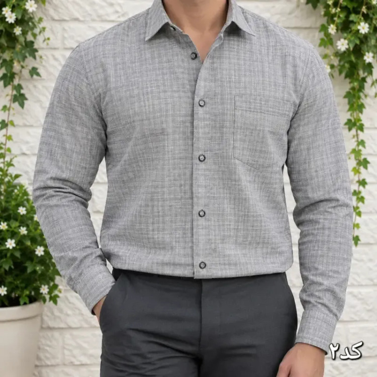 پیراهن آستین بلند مردانه چهارخانه ریز بنگال کش تک جیب سایز L تا 2XL